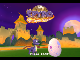 Spyro Year of the Dragon title screen for Playstation